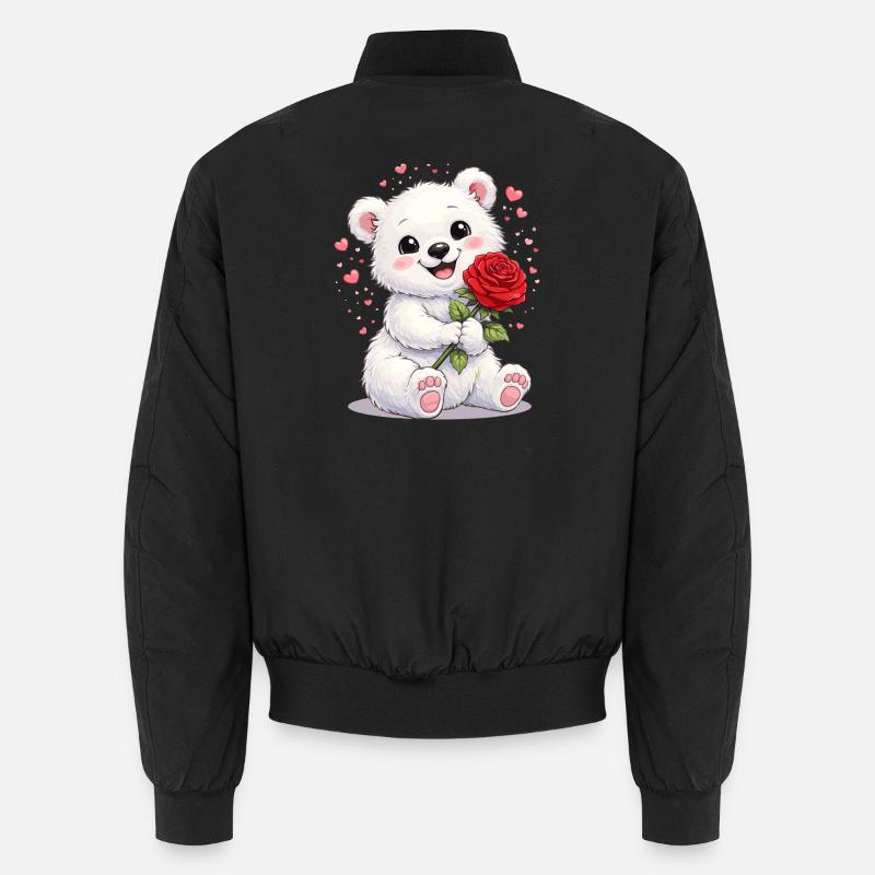 Cute Bear with Rose – Valentine's Day Motif Unisex Bomber Jacket