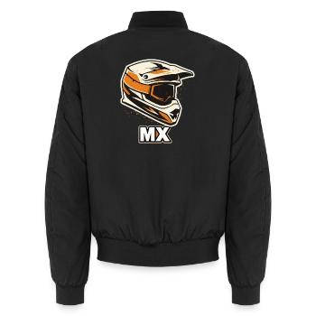 MX Motocross Helmet Shirt – Offroad Rider - Unisex Bomber Jacket - black - Back - AI Model Male 185 light (185cm)