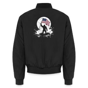 Bigfoot Lune Bigfoot patriotique drôle pour le 4e anniversaire - Bomber unisexe - noir - Dos - AI Model Male 185 light (185cm)