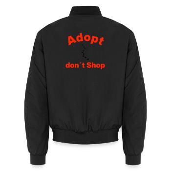 ADOPT, DON'T BUY, PAW WAY! STATEMENT - Unisex Bomber Jacket - black - Back - AI Model Male 185 light (185cm)