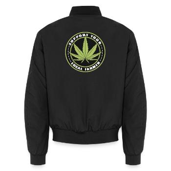 Soutenez votre agriculteur local - Cannabis Hemp Outfit - Bomber unisexe - noir - Dos - AI Model Male 185 light (185cm)