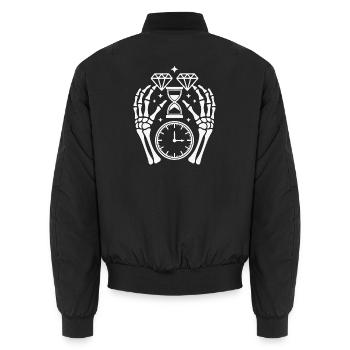 Time Diamonds and Skeleton Hands - Unisex Bomber Jacket - black - Back - AI Model Male 185 light (185cm)