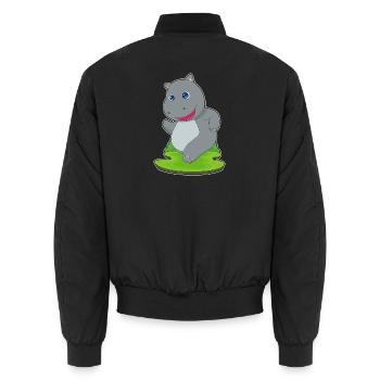 Hippopotame Jogger Jogging Sports - Bomber unisexe - noir - Dos - AI Model Male 185 light (185cm)