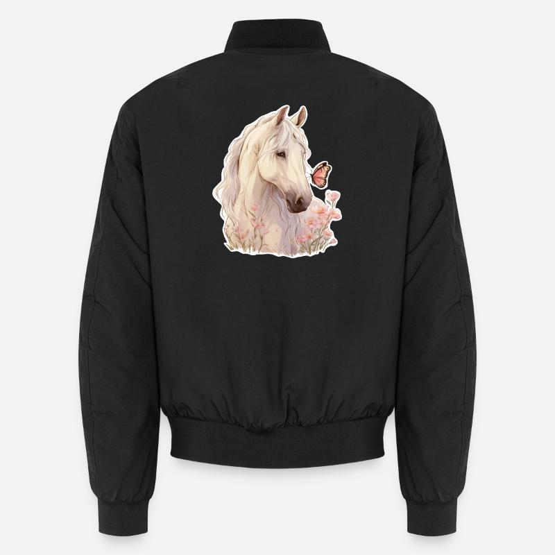 Horse with butterfly - Unisex Bomber Jacket - black