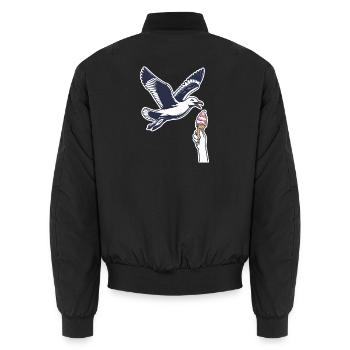 Lustige Möwe Stiehlt Eiscreme - Unisex Bomber Jacket - black - Back - AI Model Male 185 light (185cm)