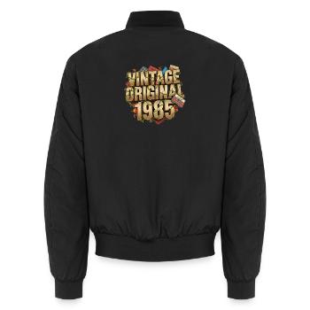 Vintage Original 1985 Retro - Unisex Bomberjacke - Schwarz - Hinten - AI Model Male 185 light (185cm)