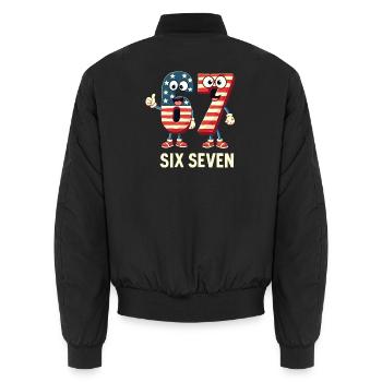 US Flag 67 Memes Six Seven - Bomber unisexe - noir - Dos - AI Model Male 185 light (185cm)