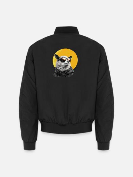Sonnen Schaf im Hoodie mit Sonnenbrille - Unisex Bomberjacke - Schwarz