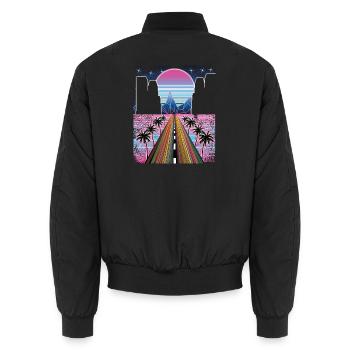 Streetwear vintage rétro synthwave des années 80 - Bomber unisexe - noir - Dos - AI Model Male 185 light (185cm)