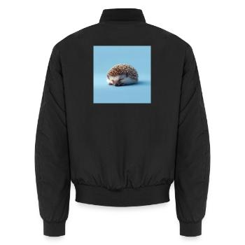 Blue Sleeping Hedgehog - Unisex Bomber Jacket - black - Back - AI Model Male 185 light (185cm)