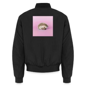 Schlafender Igel auf blassrosa Hintergrund - Unisex Bomberjacke - Schwarz - Hinten - AI Model Male 185 light (185cm)