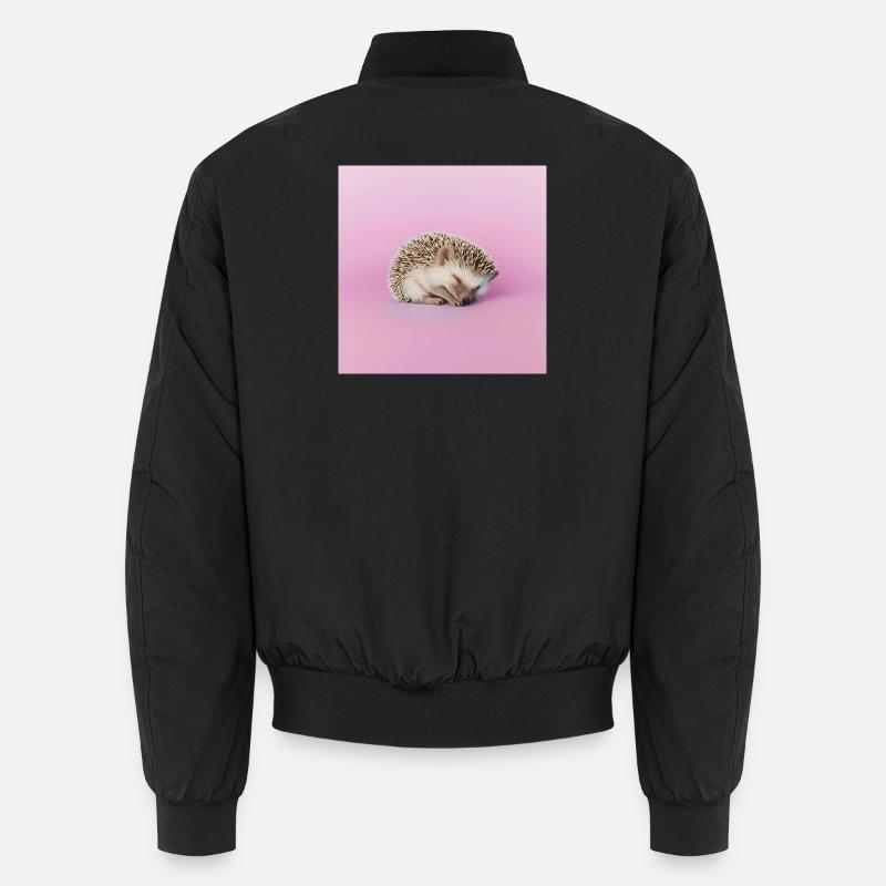 Schlafender Igel auf blassrosa Hintergrund Unisex Bomberjacke