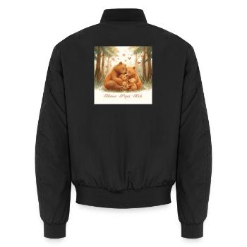 Bear Family: Tender Love of the Forest - Unisex Bomber Jacket - black - Back - AI Model Male 185 light (185cm)