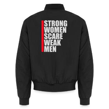 Des femmes fortes effraient les hommes faibles Féministe confiante - Bomber unisexe - noir - Dos - AI Model Male 185 light (185cm)