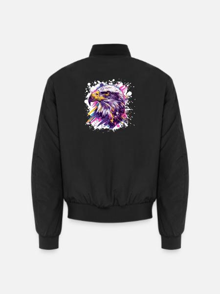 Farbexplosion Adlerkopf Kunst - Unisex Bomberjacke - Schwarz