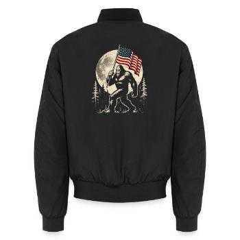 Bigfoot Lune Bigfoot patriotique drôle pour le 4e anniversaire - Bomber unisexe - noir - Dos - AI Model Male 185 light (185cm)