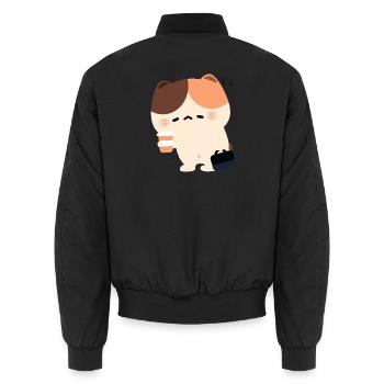 Müde Tortiie-Katze - Unisex Bomberjacke - Schwarz - Hinten - AI Model Male 185 light (185cm)