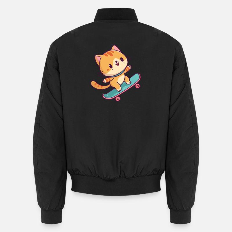 Colorful Skateboard Kitten Unisex Bomber Jacket