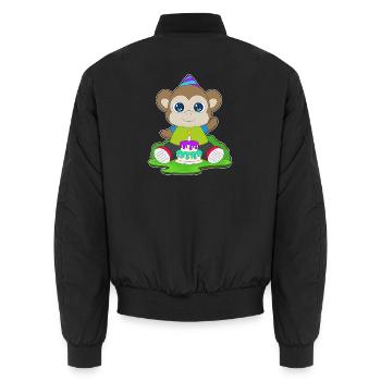 Gâteau d’anniversaire singe - Bomber unisexe - noir - Dos - AI Model Male 185 light (185cm)