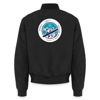 Snowboarding Board Meeting - Unisex Bomber Jacket - black - Back - AI Model Male 185 light (185cm)