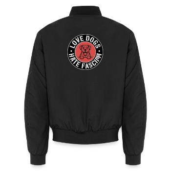 J’aime les chiens, je déteste le fascisme - Produits dérivés antifascistes - Bomber unisexe - noir - Dos - AI Model Male 185 light (185cm)