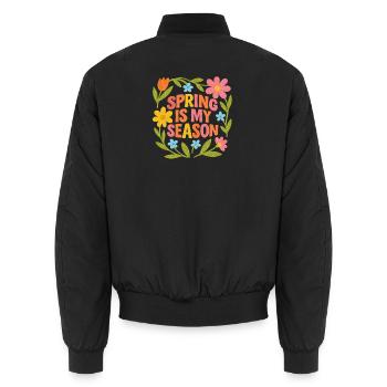 Der Frühling ist meine Lieblingszeit im Jahr - Unisex Bomberjacke - Schwarz - Hinten - AI Model Male 185 light (185cm)