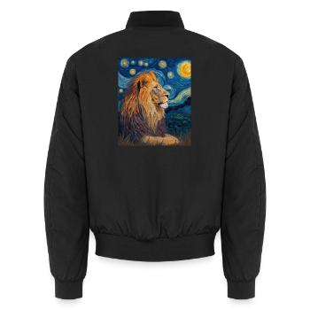 Lion Van Gogh - Unisex Bomber Jacket - black - Back - AI Model Male 185 light (185cm)