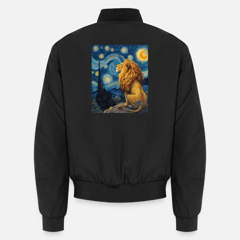 Lion Van Gogh - Unisex Bomber Jacket - black