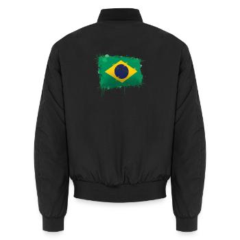 Brasilien Flagge Kunst - Brazil Waving Flag Design - Unisex Bomberjacke - Schwarz - Hinten - AI Model Male 185 light (185cm)