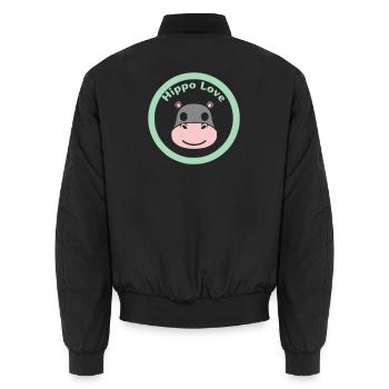 Masque facial tête d’hippopotame sourire - Bomber unisexe - noir - Dos - AI Model Male 185 light (185cm)