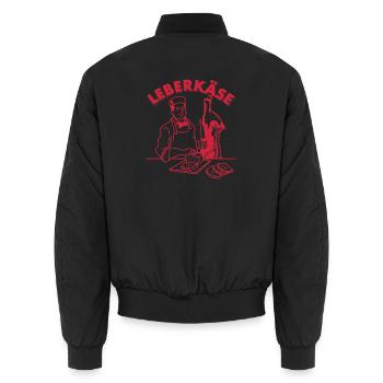 Lustiger Metzger Leberkäse Bayrischer Döner - Unisex Bomberjacke - Schwarz - Hinten - AI Model Male 185 light (185cm)