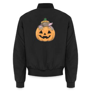 Citrouille d’Halloween Taupe - Bomber unisexe - noir - Dos - AI Model Male 185 light (185cm)