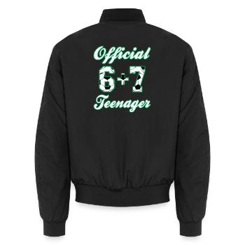 13th Birthday Official Teenager 6+7 Meme - Unisex Bomber Jacket - black - Back - AI Model Male 185 light (185cm)