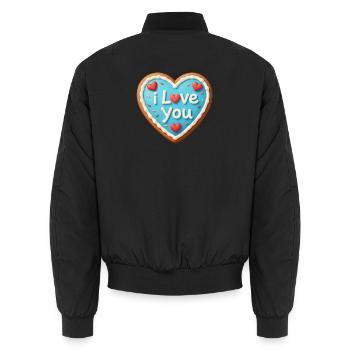 Valentine's Day Heart Gift Valentine's Day - Unisex Bomber Jacket - black - Back - AI Model Male 185 light (185cm)