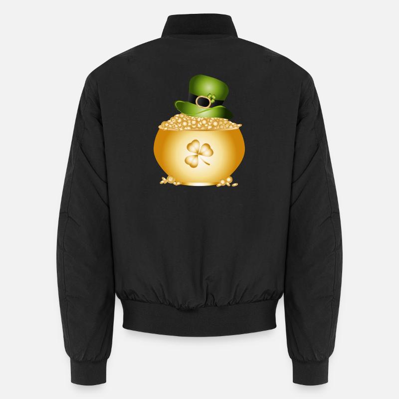 Pot doré avec trèfle et chapeau vert Bomber unisexe
