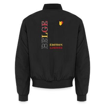 Belgische limitierte Grafik - Unisex Bomberjacke - Schwarz - Hinten - AI Model Male 185 light (185cm)