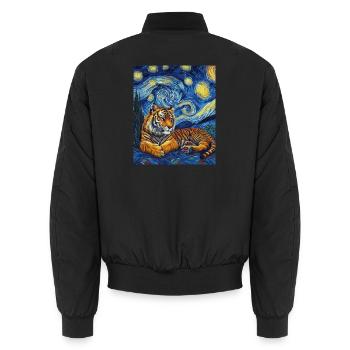 Tiger Van Gogh - Unisex Bomber Jacket - black - Back - AI Model Male 185 light (185cm)
