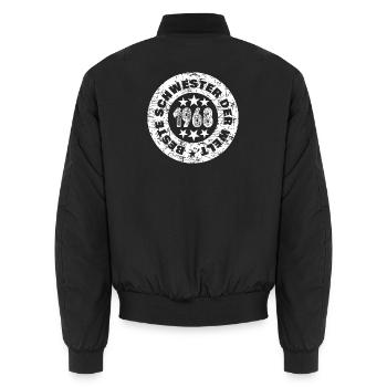 Retro Badge 1968 Kreisstempel - Unisex Bomberjacke - Schwarz - Hinten - AI Model Male 185 light (185cm)