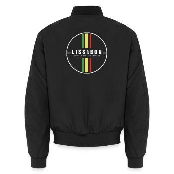 Lisbon Coordinates - Unisex Bomber Jacket - black - Back - AI Model Male 185 light (185cm)