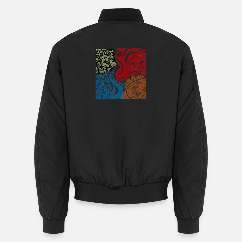Four Elements Nature Graphic Spiritual - Unisex Bomber Jacket - black