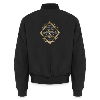 Ornements vintage du 50e anniversaire 1976 - Bomber unisexe - noir - Dos - AI Model Male 185 light (185cm)