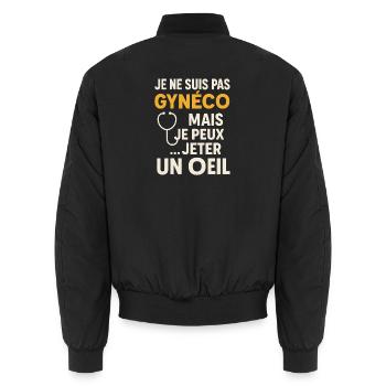 Nicht Gynäkologin, schau mal, Humor Beauf - Unisex Bomberjacke - Schwarz - Hinten - AI Model Male 185 light (185cm)