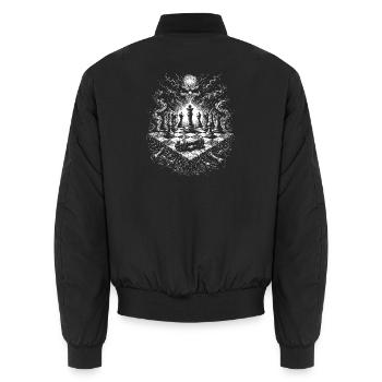 Scène du plateau gothique du crâne d’échecs - Bomber unisexe - noir - Dos - AI Model Male 185 light (185cm)