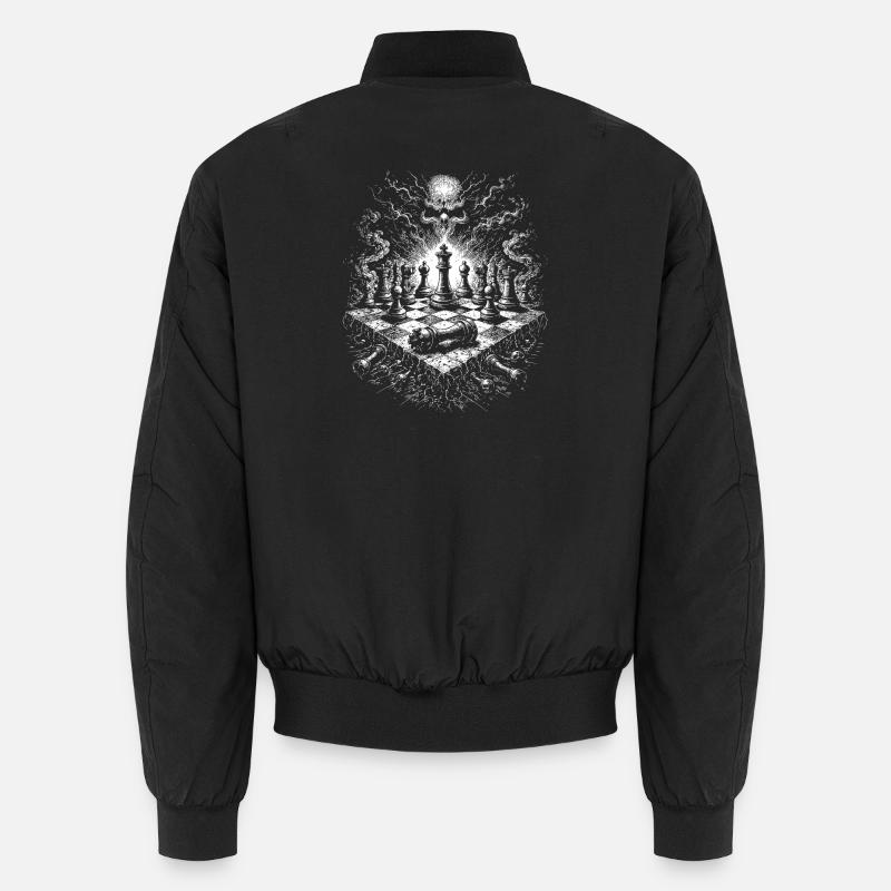 Chess Skull Gothic Board Scene Unisex Bomber Jacket