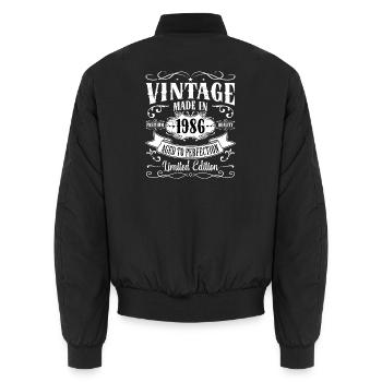 Vintage 1986: Aged to Perfection - Unisex Bomberjacke - Schwarz - Hinten - AI Model Male 185 light (185cm)