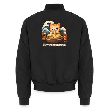 Kawaii Katzen Ramen - Unisex Bomberjacke - Schwarz - Hinten - AI Model Male 185 light (185cm)