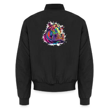 Hippo Art Comic - Unisex Bomber Jacket - black - Back - AI Model Male 185 light (185cm)