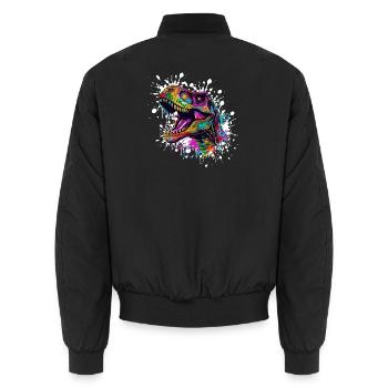 Éclaboussures colorées de dinosaures - Bomber unisexe - noir - Dos - AI Model Male 185 light (185cm)