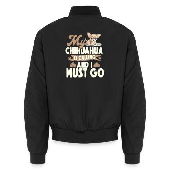 Chihuahua Chihuahueño My Chihuahua - Unisex Bomber Jacket - black - Back - AI Model Male 185 light (185cm)
