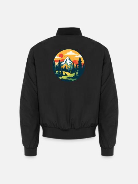 Wald Berge Natur Wandern Bergsteigen Motiv - Unisex Bomberjacke - Schwarz